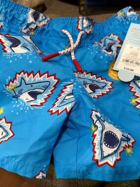 Boys Blue Shark Swim Trunks 3T